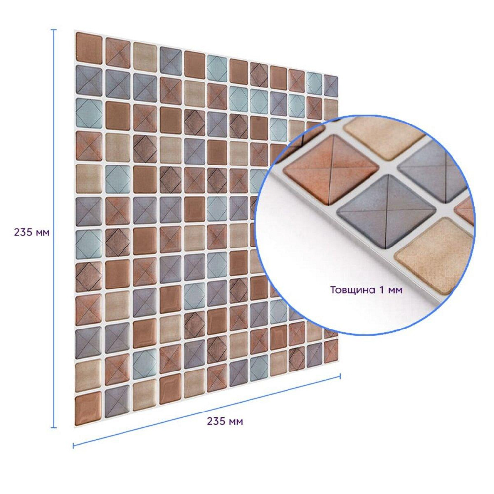 Самоклеющаяся полиуретановая плитка 235х235х1мм (D) SW-00001939 Днепр - изображение 3