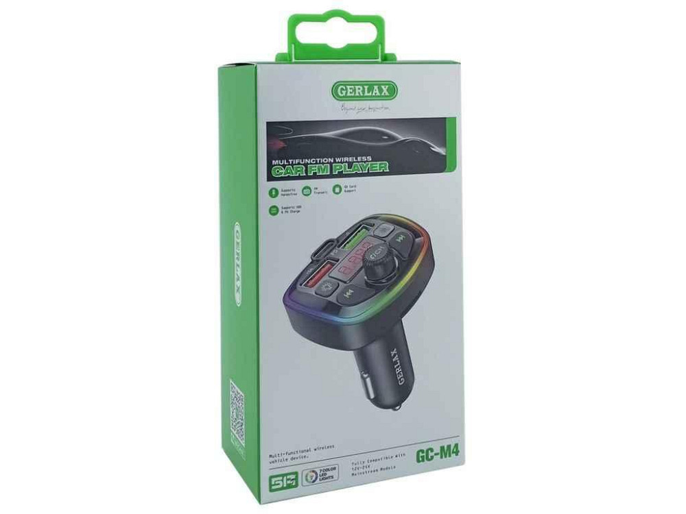 FM Модулятор GC-M4 12-24V/5A/2USB/PD/MicroSD/BT 5.0/RGB черный ТМ Gerlax Solmir Киев - изображение 1