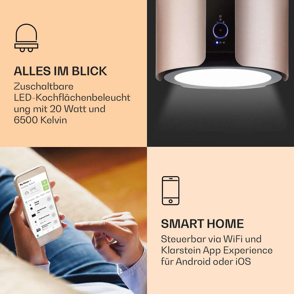 Вытяжка Skyfall Smart Island Ø45см рециркуляционная 402м³/ч LED золото (Германия, читать описание) Ровно - изображение 3