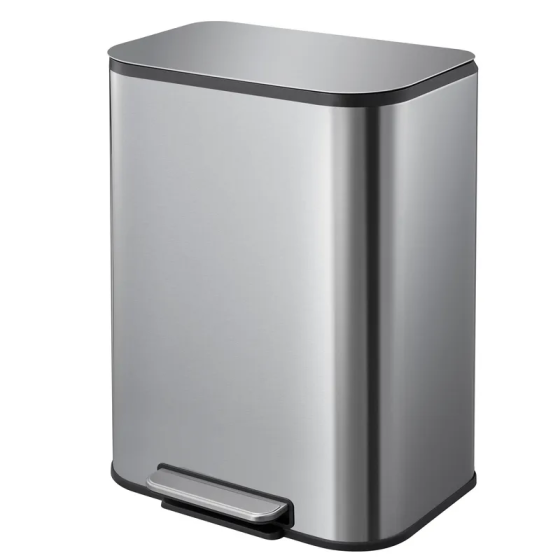 Прямоугольное мусорное ведро Mixxus Cubic-TC0105 с плавным закрытием, 5 литров, цвет нержавеющая сталь Харьков