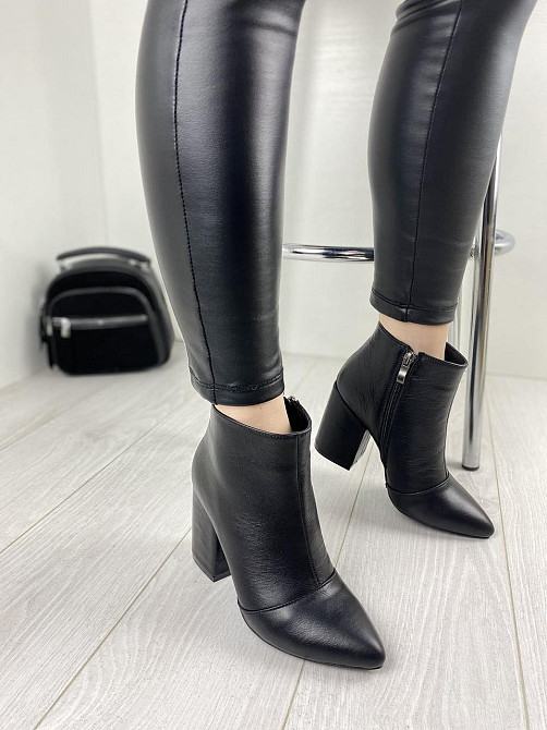 Черевики жіночі TWO STEPS чорні шкіра натуральна каблук 9см 36р.38р.39р. (2730) Коломия - фото 5