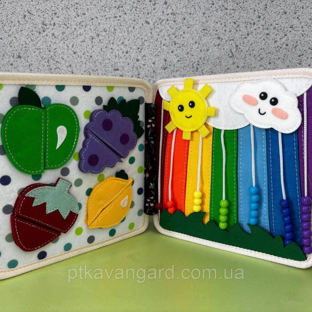 Фетрова книга-бізіборд розвиваюча "Їжак" (шнурівка, сортер, елементи на липучках) 25004 Хмельницький - фото 5