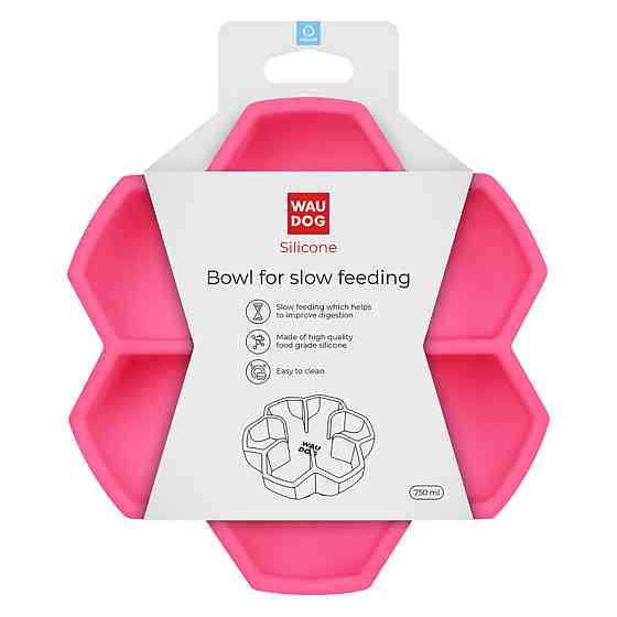 Миска для медленного питания WAUDOG Silicone, 750 мл, розовый Киев