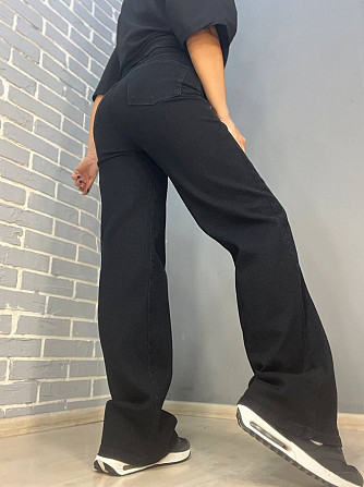 Джинсы женские Twin 1300 палаццо straight fit стрейчевые ровные от бедра черные, черный, 36, 36, 76  Одесса - изображение 8