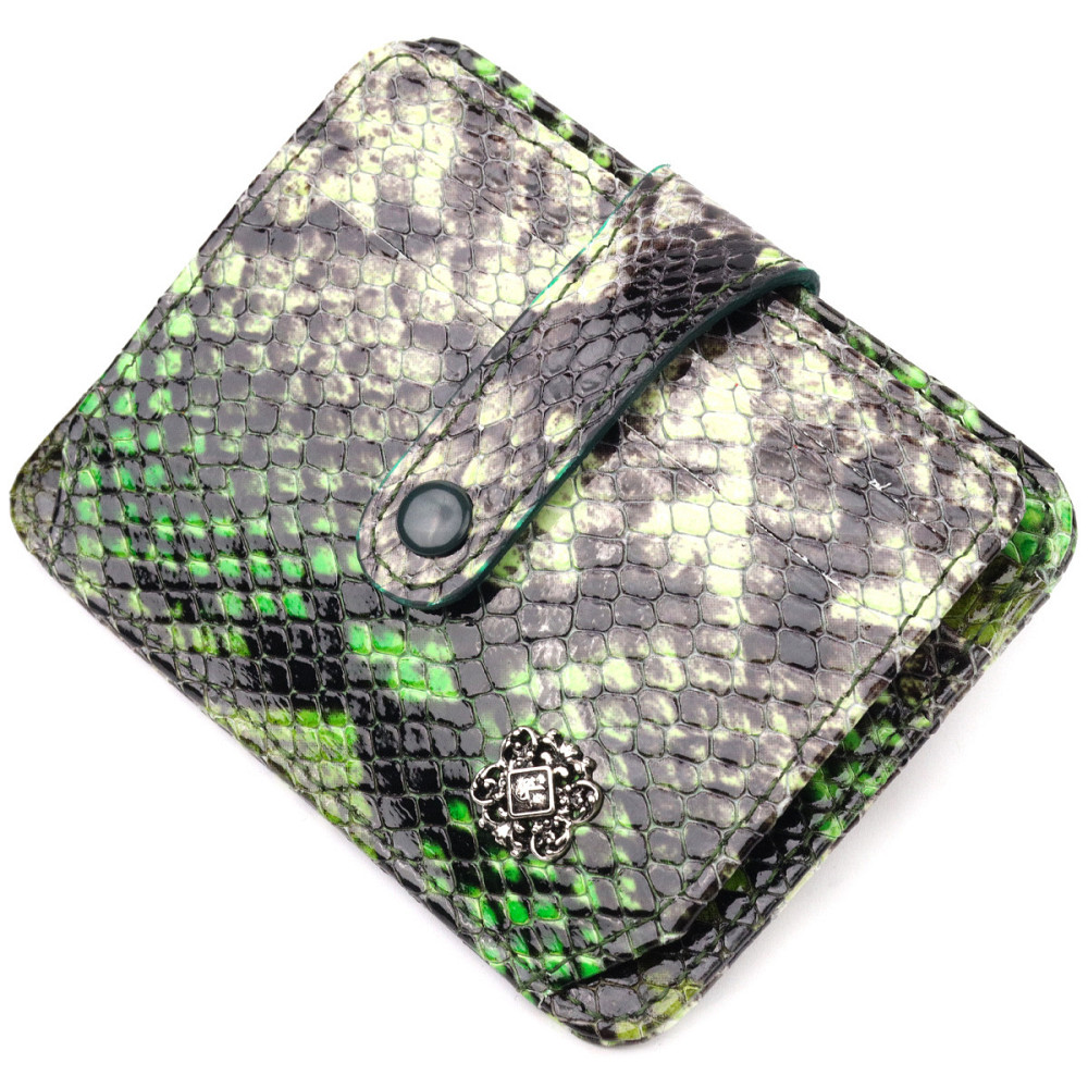 Візитниця із натуральної фактурної шкіри під змію KARYA 20966 Зелений Київ - фото 1