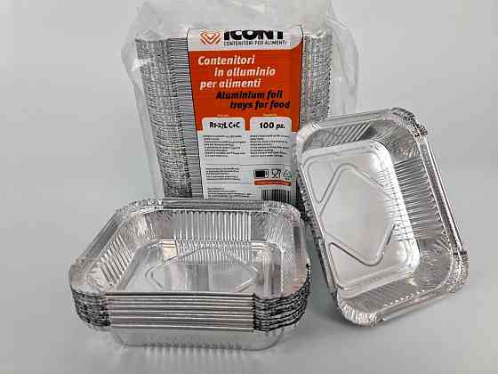 Контейнер із харчової алюмінієвої фольги прямокутний 310 мл R1-27L 100 шт. в пакованні (1 пачка) Харків