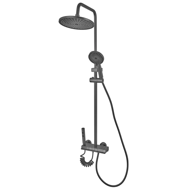 Душова колонна Champion PBD-009-J GRAPHITE з кнопковим змішувачем, алюміній, 4" Харків - фото 1