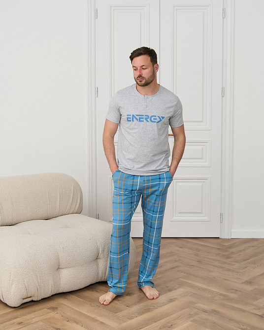 Чоловіча піжама зі штанами в карту — Energy Tom John 93463 L Київ - фото 6