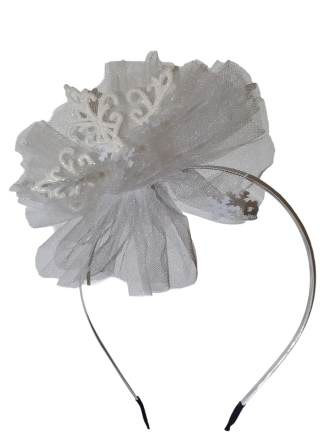 Обруч на новый год снежинка белая с фатином one size ручная работа белый Киев