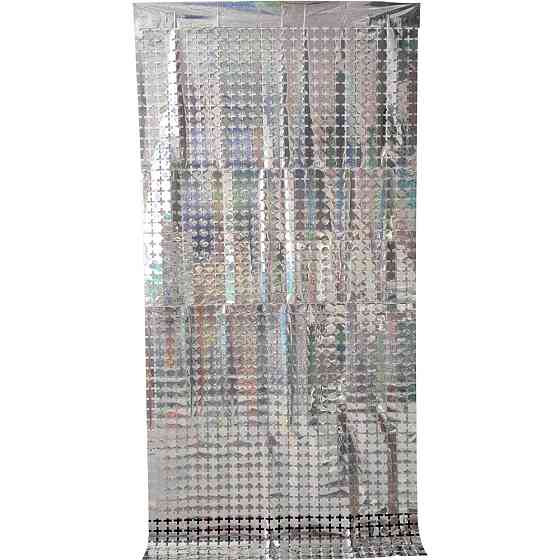 Дождик для фотозоны кубиками c голограммой 2 м на 1 м серебристый Киев
