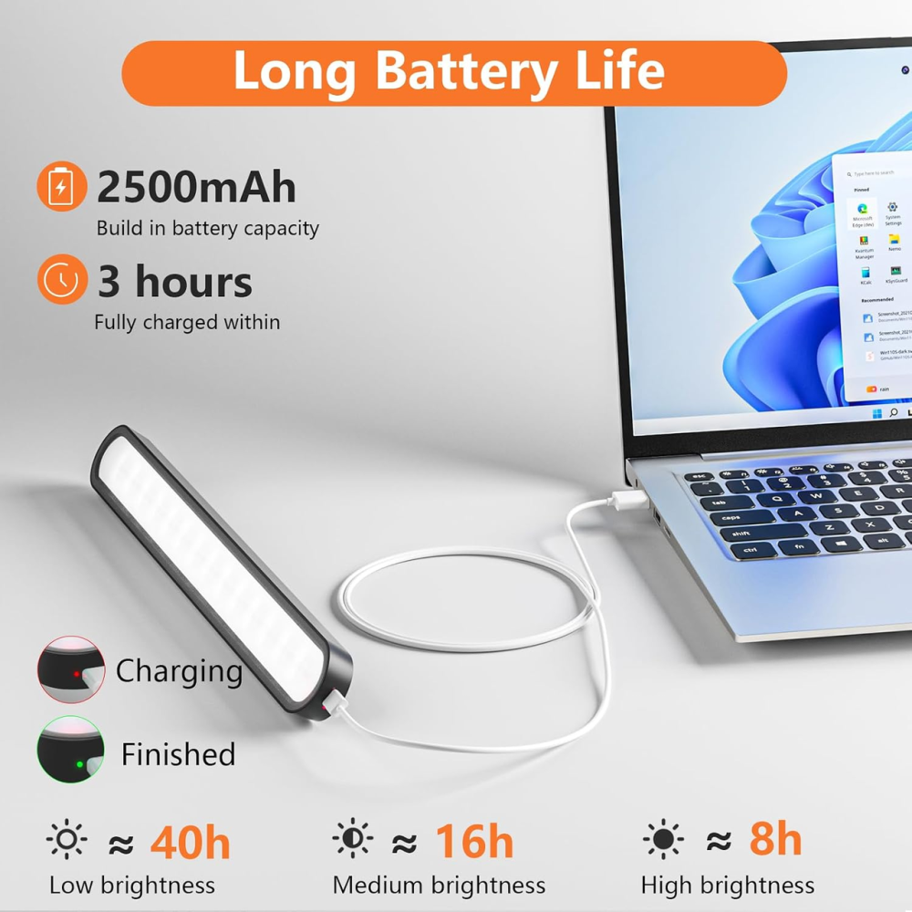 Аккумуляторный LED-светильник Realky 32 см для кухни и шкафов, 3 цвета света, USB, черный Киев - изображение 4