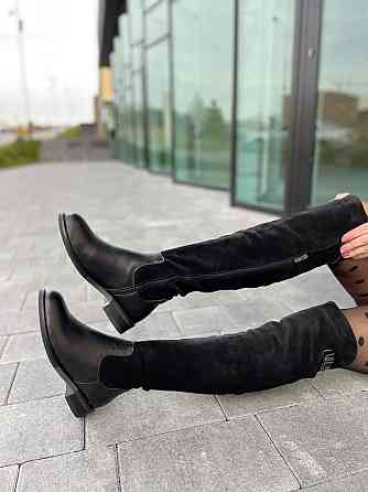 Vesna Ботфорти жіночі VESNA чорні шкіра+замша натуральна висота 53 см обхват 35-37 см (2411/1 4 Коломия