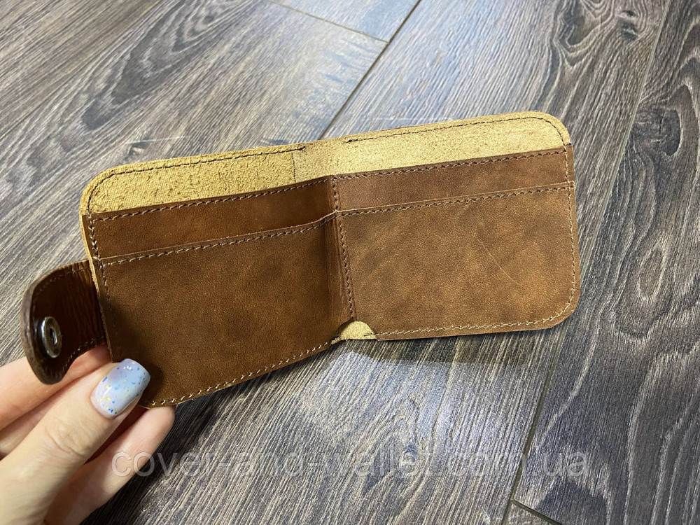 Компактный мужской кошелек коричневого цвета ручной роботы Lumberjack style Киев - изображение 9