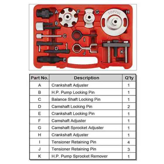Набор фиксаторов валов дизельных двигателей 12ед. (VW/Audi) TOPTUL JGAI1203 Одесса