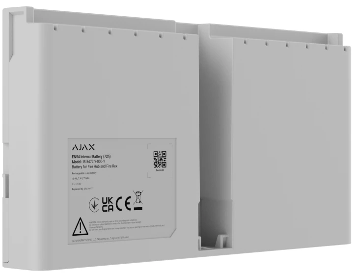 Li-ion перезаряжаемая батарея Ajax EN54 Internal Battery (72h), для EN54 Fire Hub и EN54 Fire ReX, White Киев - изображение 1