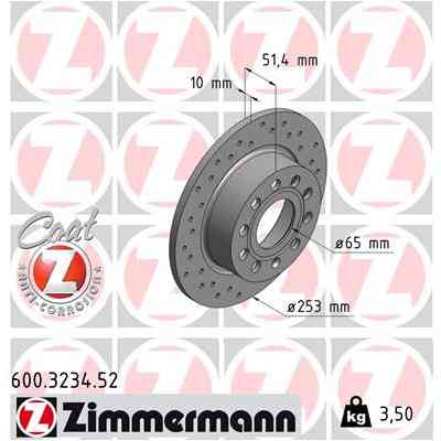 Гальмівний диск ZIMMERMANN 600.3234.52 Вінниця
