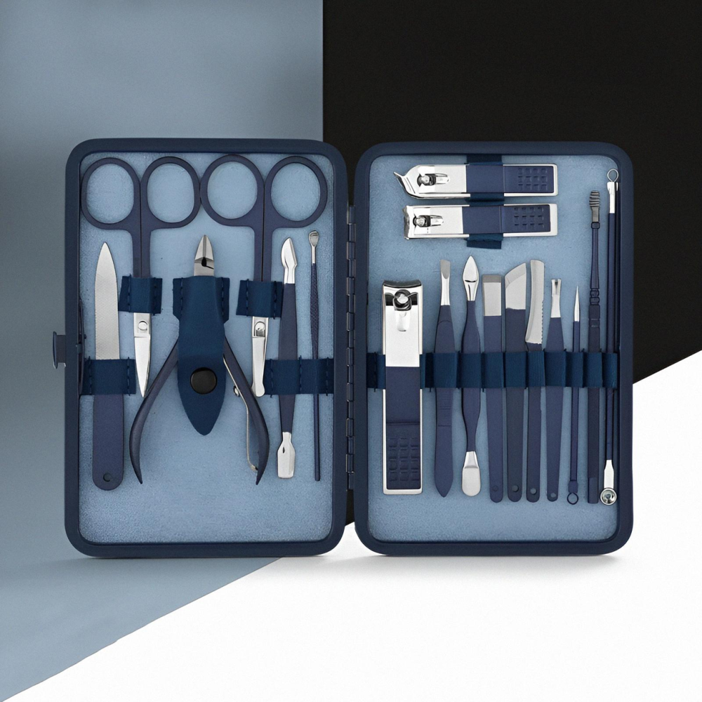 Манікюрно-педикюрний набір RESTEQ з інструментами для догляду за обличчям — 18 предметів у стильному синьому футлярі Київ - фото 11