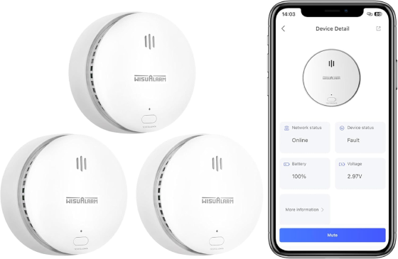 Диммовая сигнализация Wisualarm для дома, WiFi со сменным аккумулятором, дымовые сигнализации, совместимые с приложением Wisualarm Киев