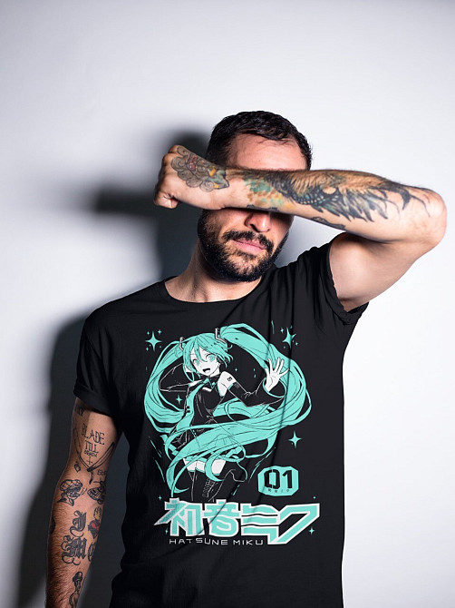 Футболка для мальчика аниме Хатсуне Мику Аниме Гирл оверсайз (рост от 165 до 180 ) Черний AnimeJ0226m Днепр - изображение 2