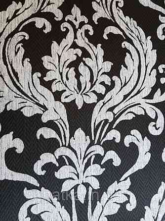 Текстильні шпалери на флізеліновій основі Cador Rasch Textil 086699 чорна основа зигзаги вензелі сірі Київ