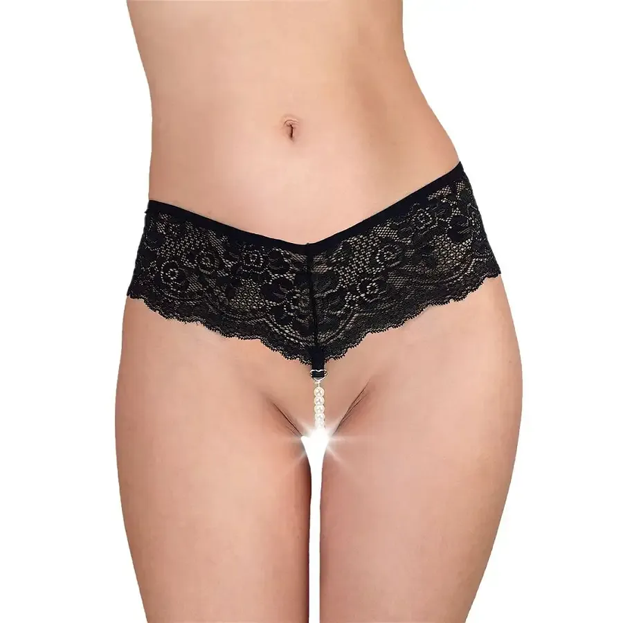 Сексуальні жіночі трусики Fabiana з перлами, чорні, розмір XS-M Львов - изображение 1