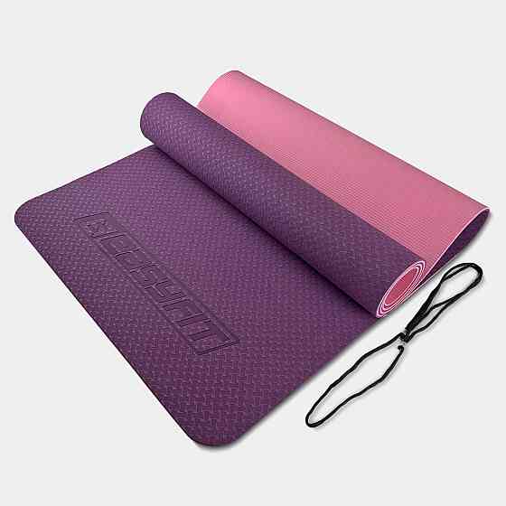 EasyFit Килимок для йоги та фітнесу EasyFit TPE+TC 6мм двошаровий фіолетовий-рожевий Коломыя