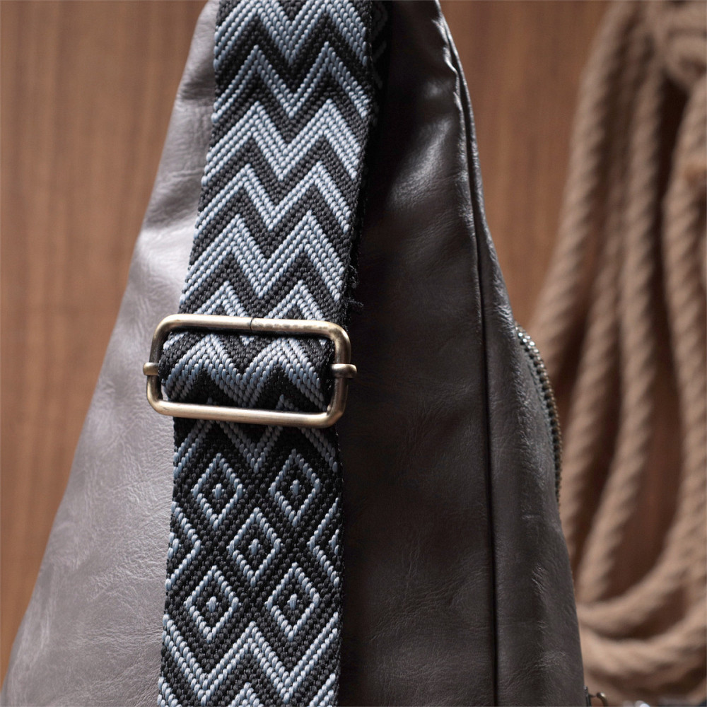 Зручна жіноча сумка з екошкіри з акцентом на текстильну лямку Vintage 22777 Сірий Київ - фото 10