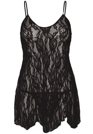 Пеньюар Leg Avenue Rose Lace Flair Chemise Black Plus Size Львов