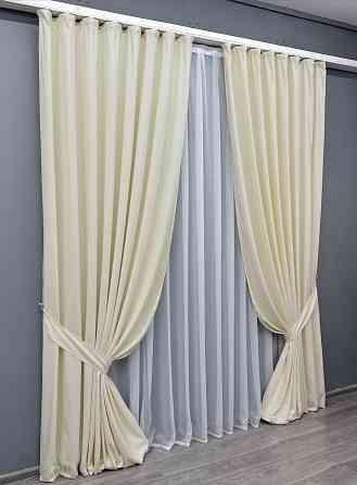 Комплект готових штор VR-Textil Мікровелюр Petek № 1830ш Молочний 150х290 см 2 шт (33-0813) Київ