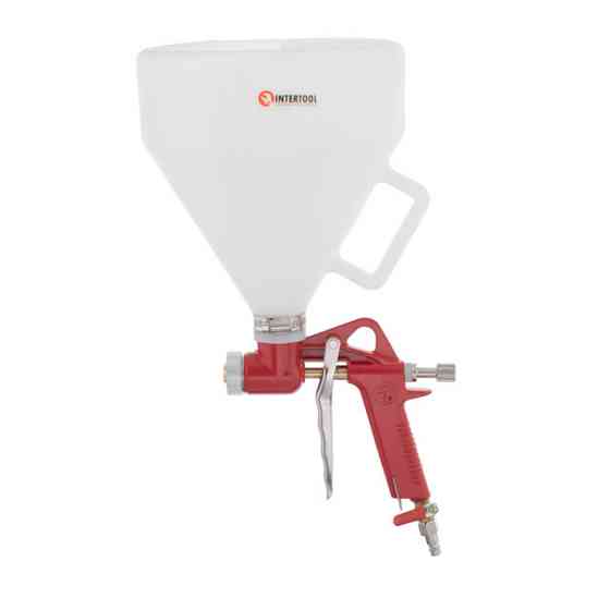 Розпилювач штукатурний пневматичний, форсунки: 4, 6, 8 мм, верхній пластиковий бачок, 7000 мл, 3-6 атм INTERTOOL PT-0402 Київ