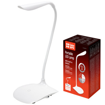Настільна лампа ColorWay LED Portable &amp; Flexible with built-in accumulator 500mAh (CW-DL06FPB-W) Вінниця - фото 1
