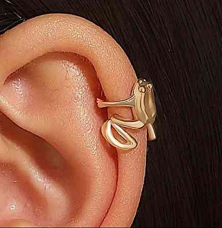 Кафф на ухо в виде лягушки, золотой цвет, без прокола Киев