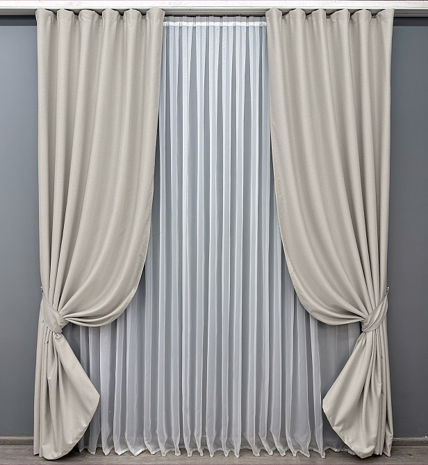 Комплект готових штор VR-Textil Шеніл однотонний № 1698ш Димчасто-білий 140х270 см 2 шт (39-872) Київ - фото 2