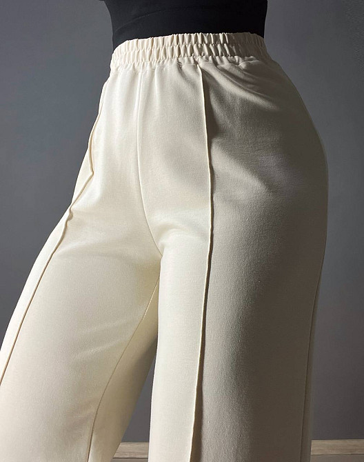 Брюки женские MY CITY 8286 палаццо-клеш с высокой посадкой молочные, молочний, SM Киев - изображение 6