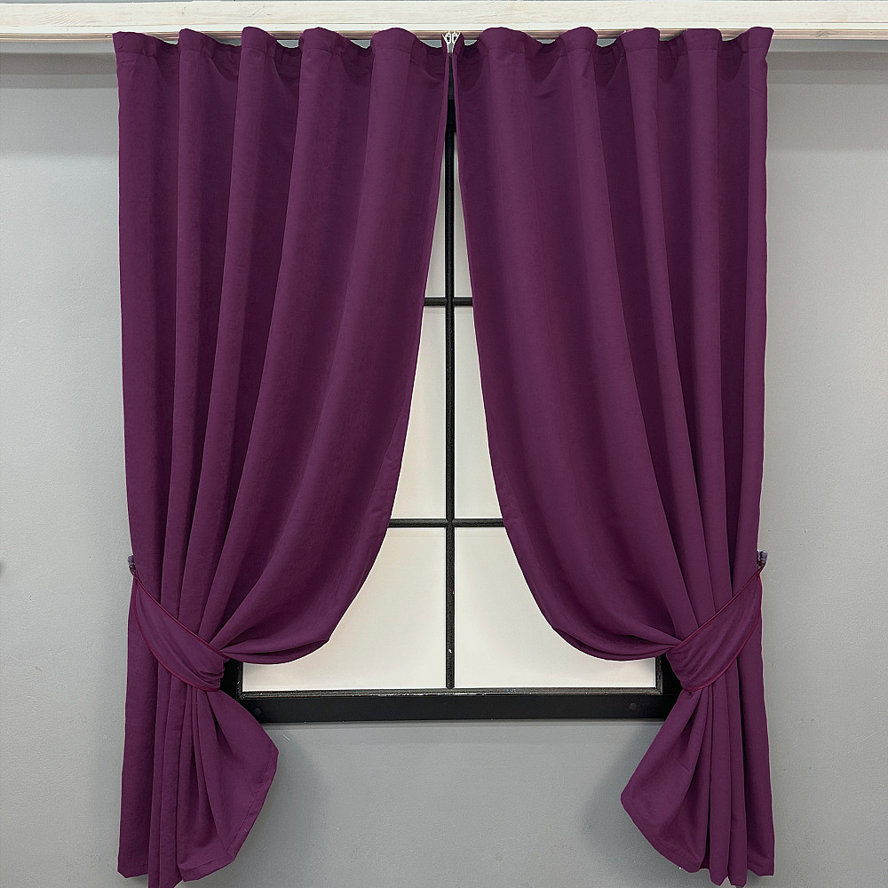 Комплект коротких штор VR-Textil Нубук однотонний № 1513ш Фуксія 140х170 см 2 шт (35-0395) Київ - фото 1