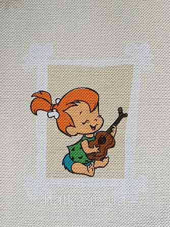 Обои виниловые на флизелине AdaWall Ada Kids метровые детские мультфильм Флинтстоуны картинки на желто бежевом Киев