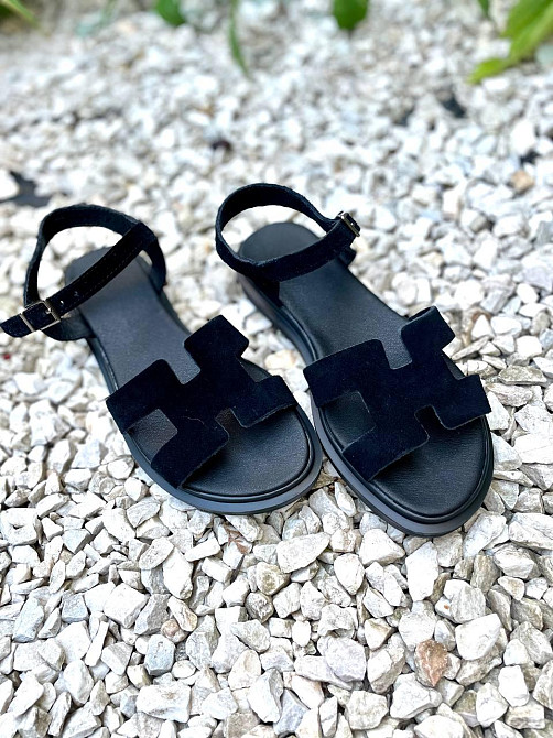 Mermaid Босоніжки жіночі чорні Mermaid 514 літні з натуральної замші / Зручне замшеве взуття на Коломыя - изображение 10