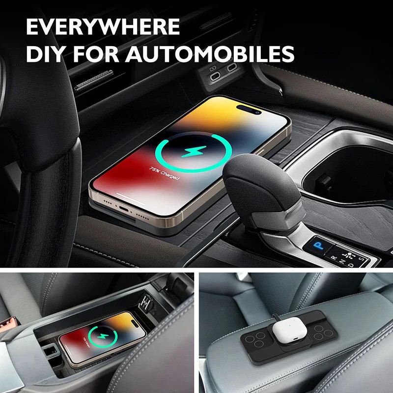 Бездротовий зарядний пристрій килимок в авто 3C 15W (Чорний) Миколаїв - фото 3