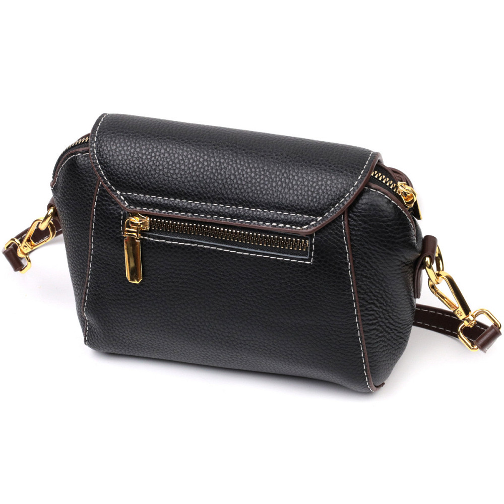 Женская компактная сумка из натуральной кожи Vintage 22265 Черная Киев - изображение 2