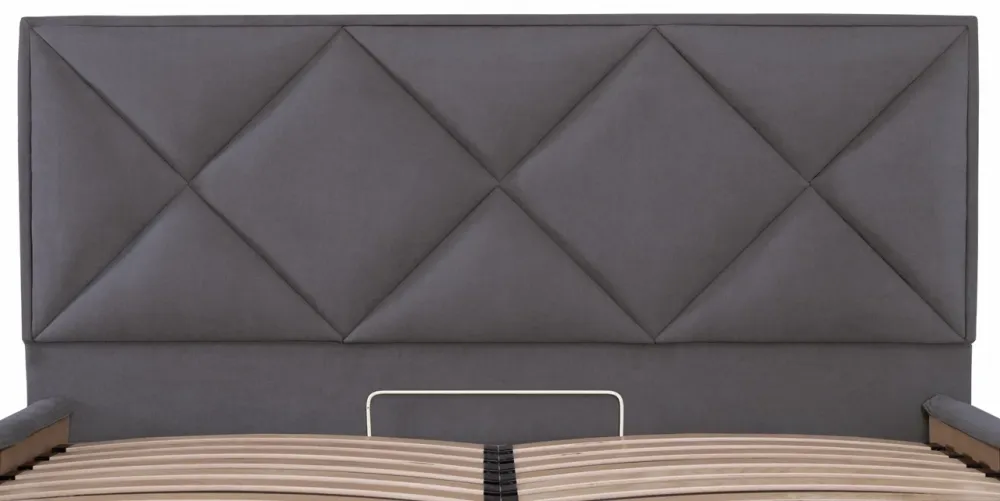 Ліжко Двоспальне Leeds Comfort 160 х 200 см Місті Dark Grey З підйомним механізмом та нішою для білизни Темно-сірий Київ - фото 5