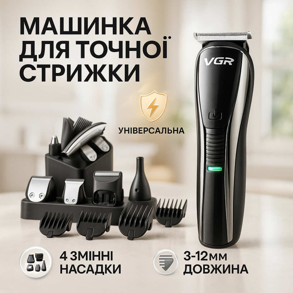 Парикмахерская машинка аккумуляторная профессиональная, Электрическая машинка с насадкой для бороды KL-90 Львов - изображение 11