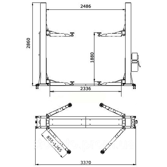 Двостійковий електрогідравлічний підіймач 4 т 380 В LAUNCH TLT-240SBA Одеса - фото 2