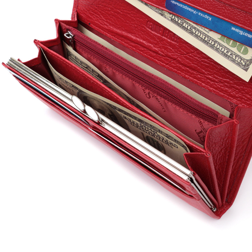 Классический женский кошелек из натуральной кожи ST Leather 22675 Красный Киев - изображение 7