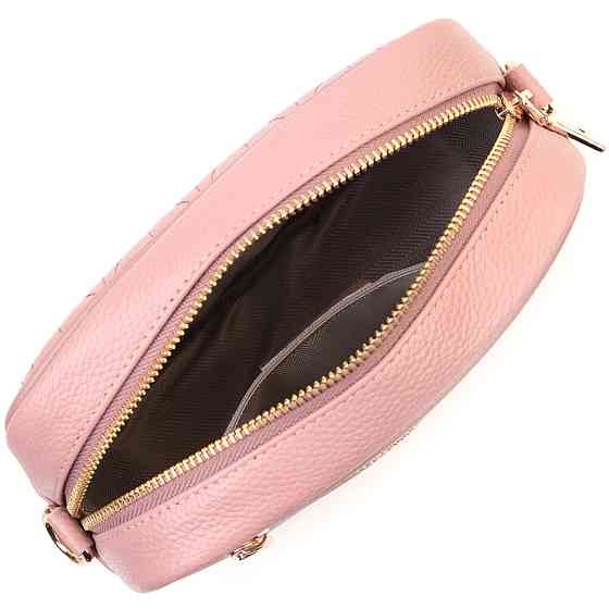 Красива стьобана жіноча сумка з натуральної шкіри Рожева (Vintage) Київ