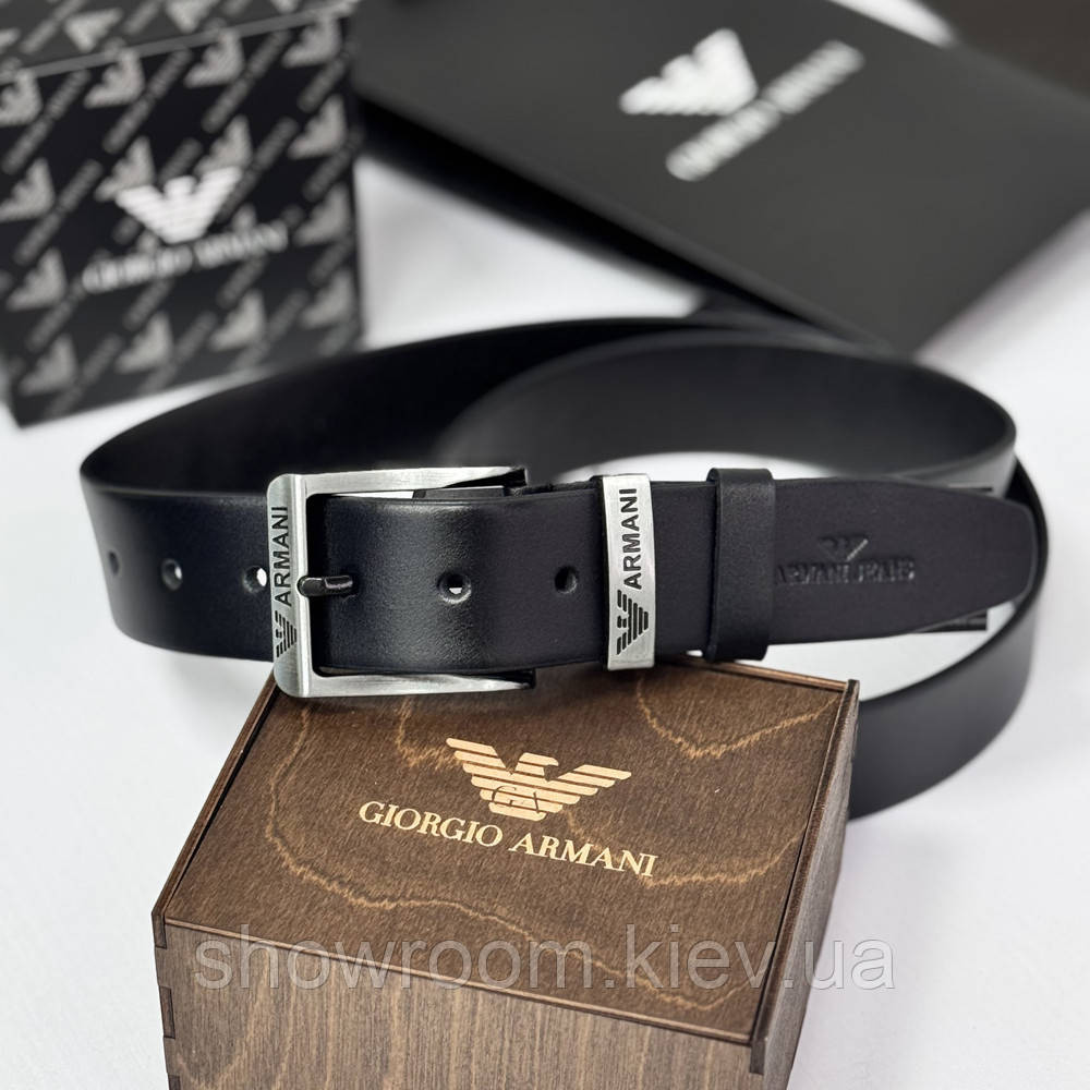Мужской брендовый ремень из натуральной кожи (328) черный Киев - изображение 1
