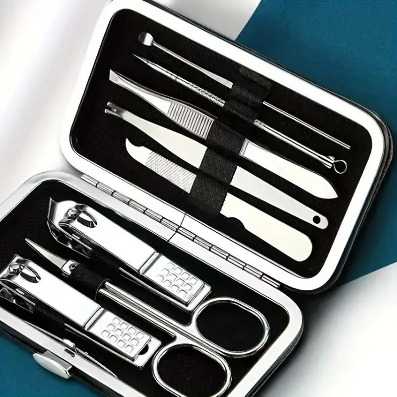 Набор инструментов для маникюра и педикюра в кейсе,пинцет,пилочка,ножницы в наборе 8 шт, цвет серый Каменец-Подольский - изображение 4