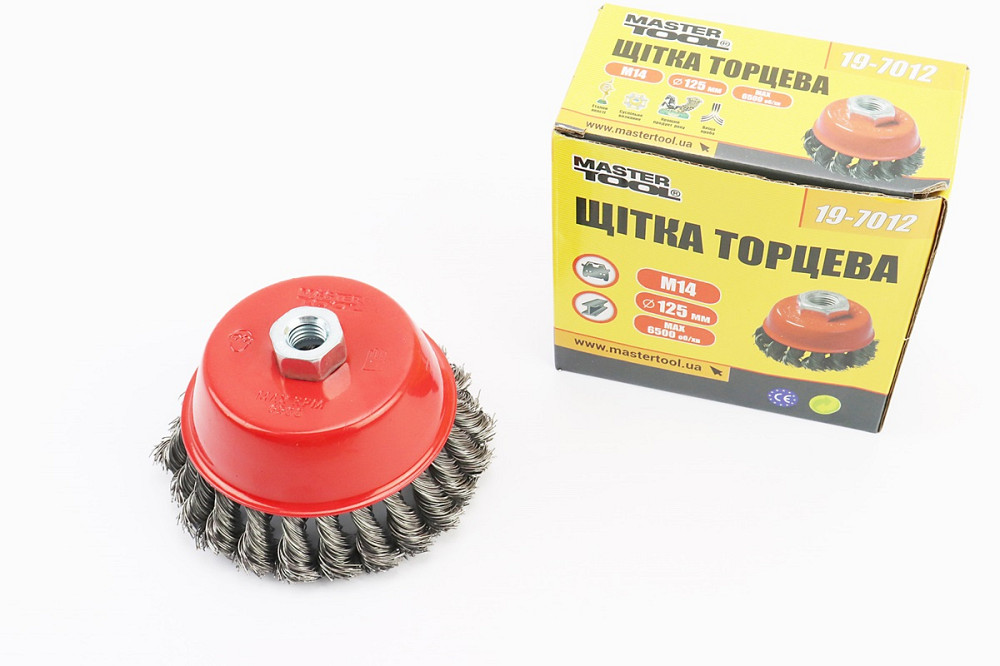 Щітка торцева М14 D-125мм з плетеного дроту 19-7012 Київ - фото 1
