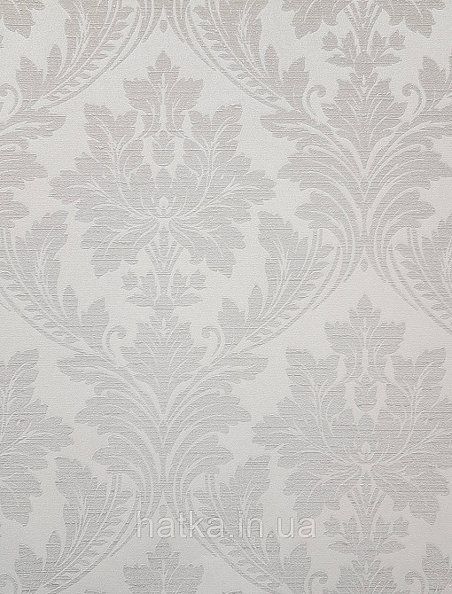 Шпалери вінілові на флізеліні Grandeco Time метрові структурні вензелю завитки бежеві на біло молочному Київ - фото 3