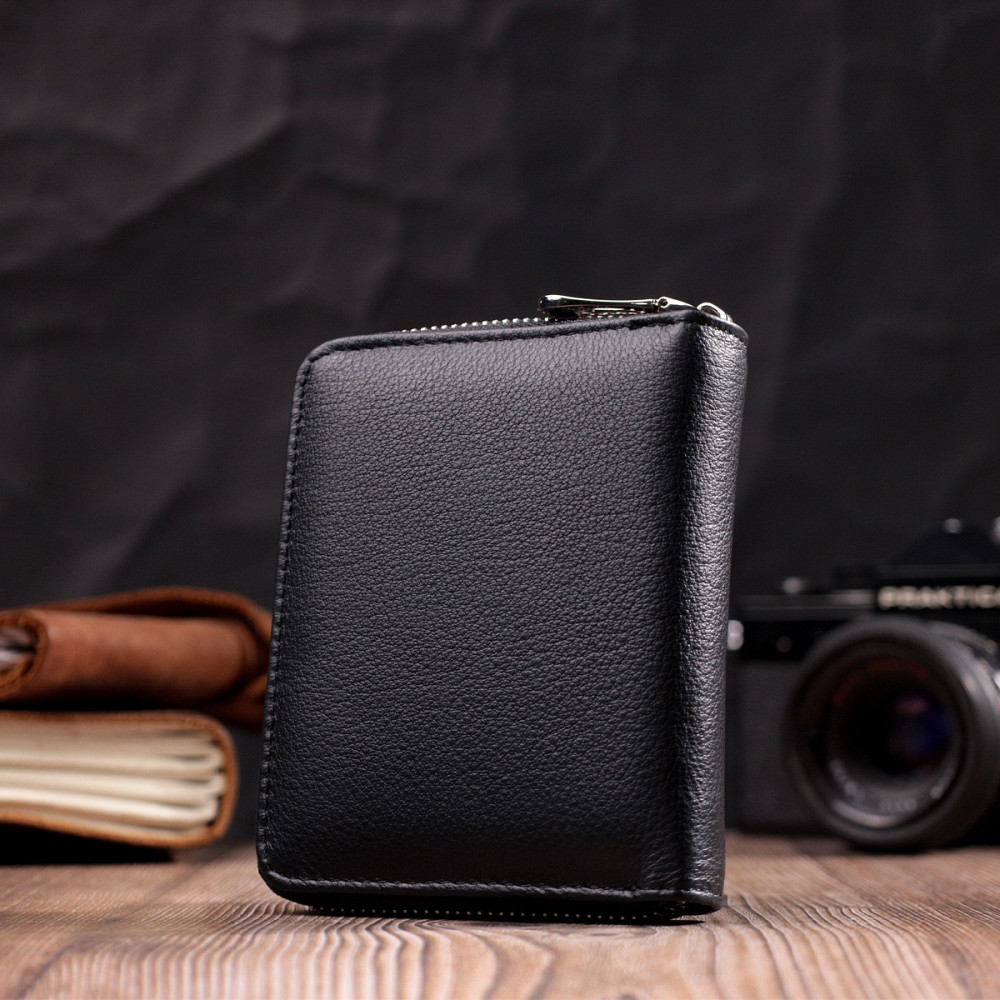 Портмоне для женщин на молнии в классическом цвете из натуральной кожи ST Leather 19488 Черный Киев - изображение 9
