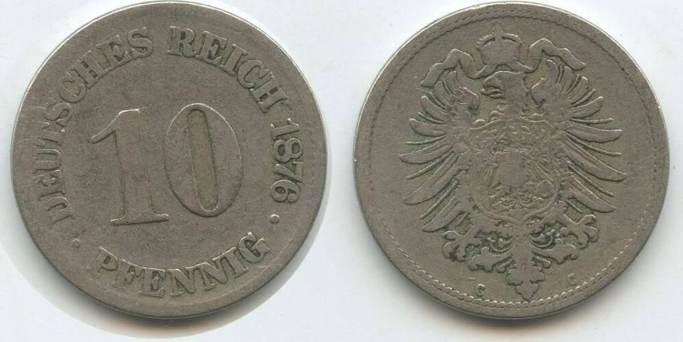 10 пфеннігів 1876 C - Німеччина Полтава - фото 1